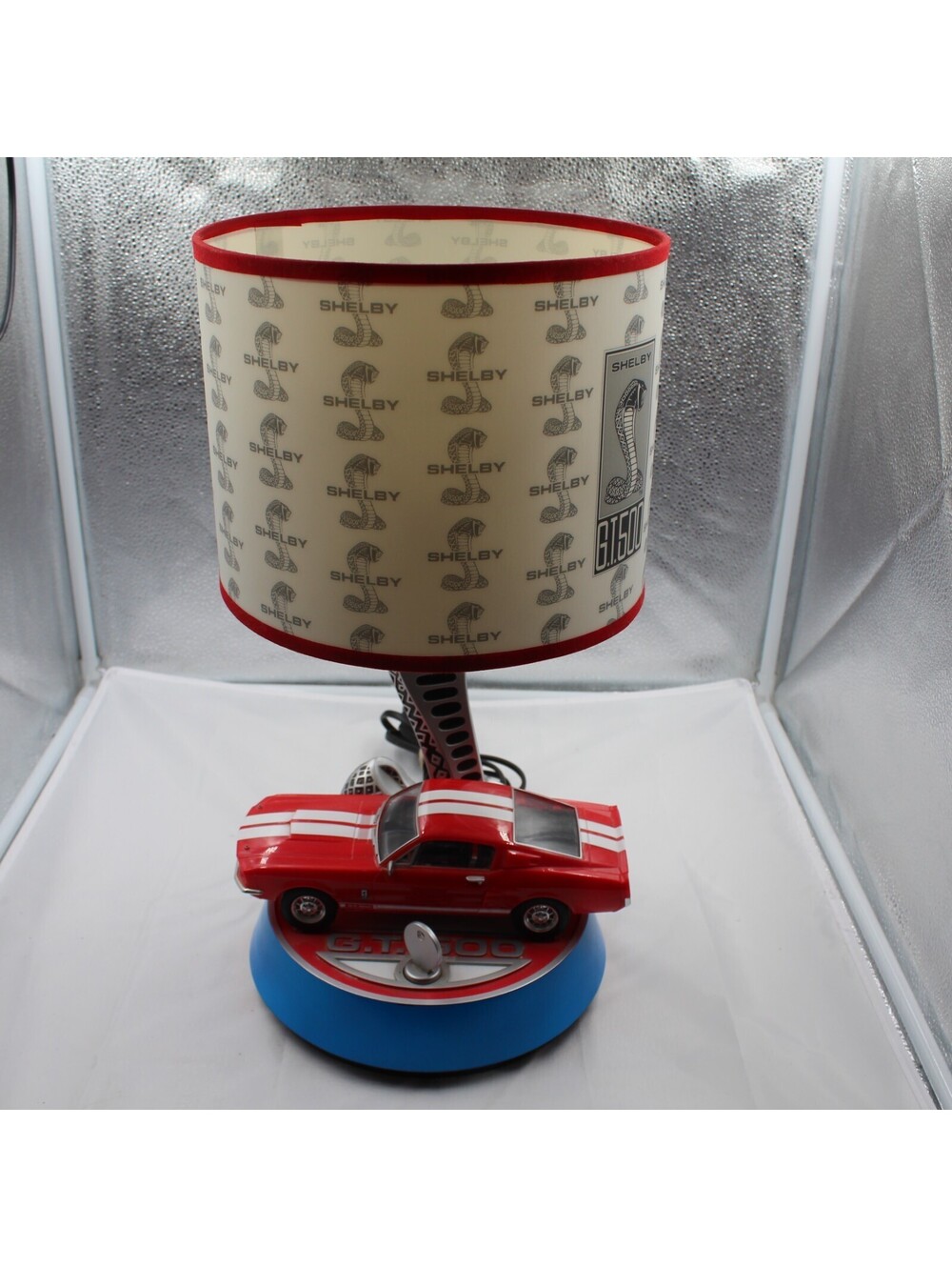 VINTAGE King America Ford Mustang Shelby GT500 Table Lamp Cobra Shade Works MINT